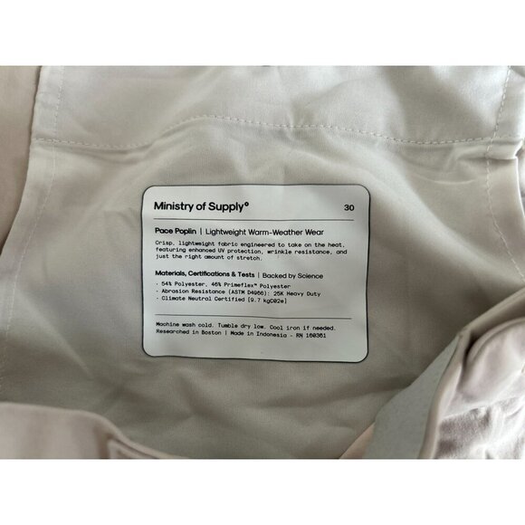Ministry Of Supply Pace Poplin Lightweight Weather Wear Pants 30 Beige Wrinkle R - Picture 8 of 9